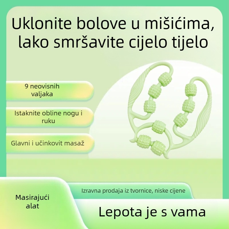 Ručni masažni valjak za noge s devetokrakom prstenom – opuštanje mišića, kućni fitness