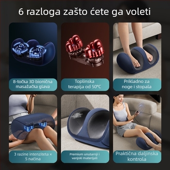 Kućni masažer za listove i stopala, potpuno automatski masažni uređaj s gnječenjem, uređaj za njegu nogu, masažer mišića