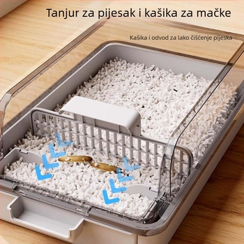 Kutija za mačji pijesak – otporna na prskanje, poluzatvoren dizajn, deodorirajući PVC materijal, šifra proizvoda F99T96TJ66MS57