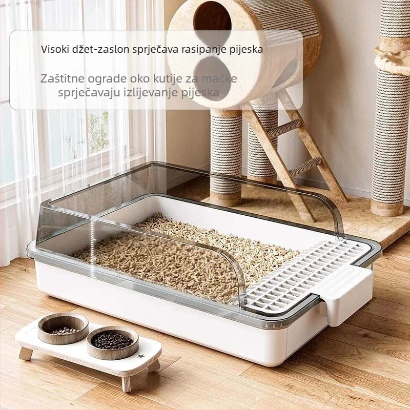 Kutija za mačji pijesak – otporna na prskanje, poluzatvoren dizajn, deodorirajući PVC materijal, šifra proizvoda F99T96TJ66MS57