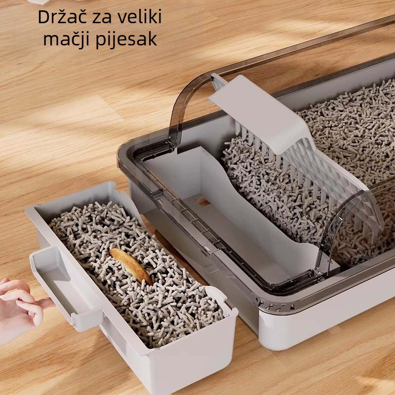 Kutija za mačji pijesak – otporna na prskanje, poluzatvoren dizajn, deodorirajući PVC materijal, šifra proizvoda F99T96TJ66MS57