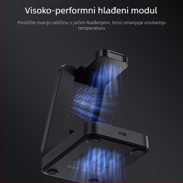 3-u-1 bežični punjač za telefone, slušalice i sat — 23W max, PD, magnetsko punjenje, sklopivi dizajn, izlaz 3A