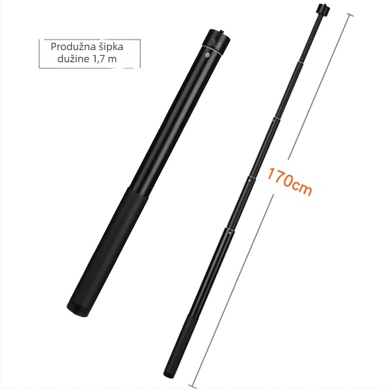 Produžni štap za stabilizator kamere | Aluminijska legura + silikon | 5-sekcijski dizajn | Univerzalna kompatibilnost | Model yc03 | Maksimalno opterećenje 2–5 kg