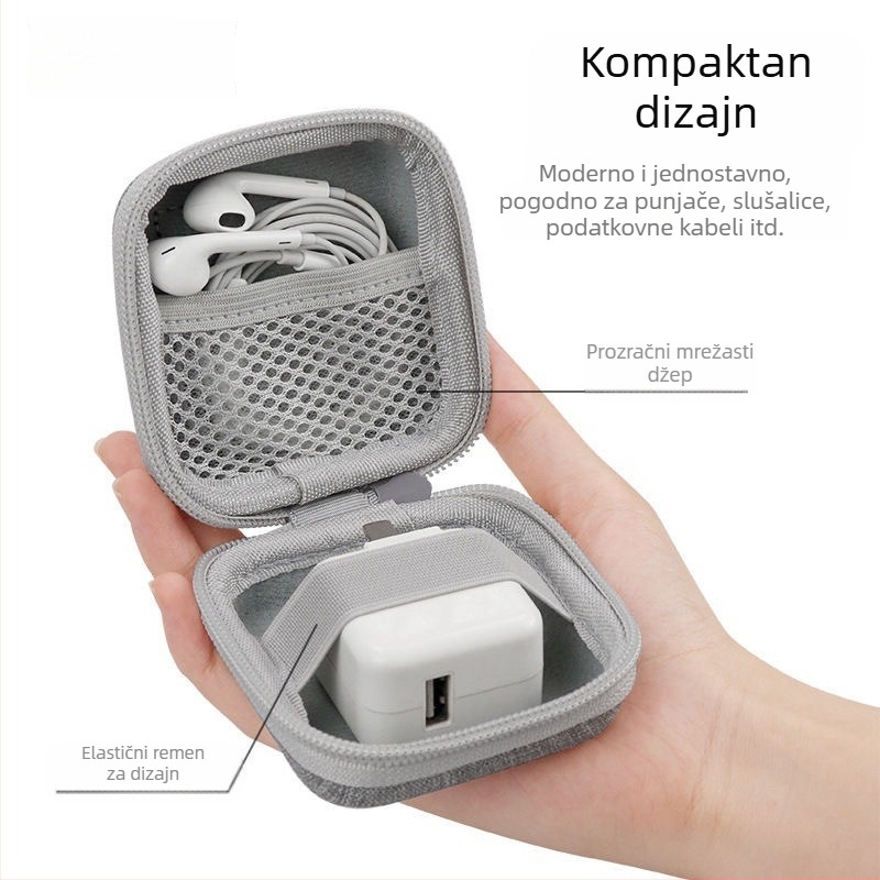 Prilagođena četvrtasta EVA torbica za digitalno spremanje kablova, žičanih slušalica i punjača (Materijal: EVA + tkanina s uzorkom pahulje snijega; Proces: vrući rotacijski tlak; Nosivost: 2 kg; Model: 8×8×4; Namjena: malo digitalno spremište)