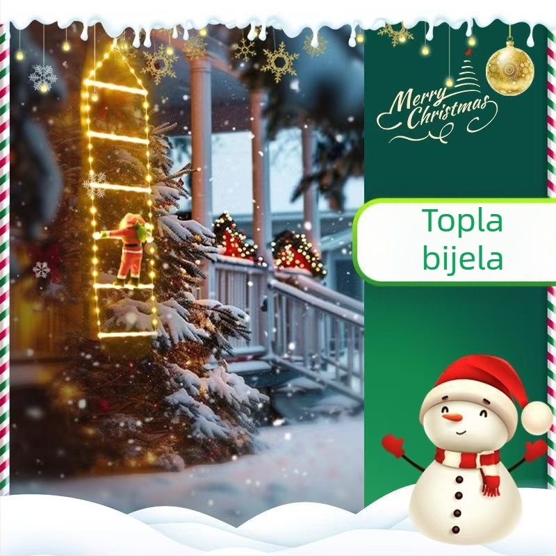 Božićne LED svjetla za ljestve, vanjska dekoracija, 300 LED, IP55, napajanje ≤36V, temperatura boje 300K, vijek trajanja 10 godina