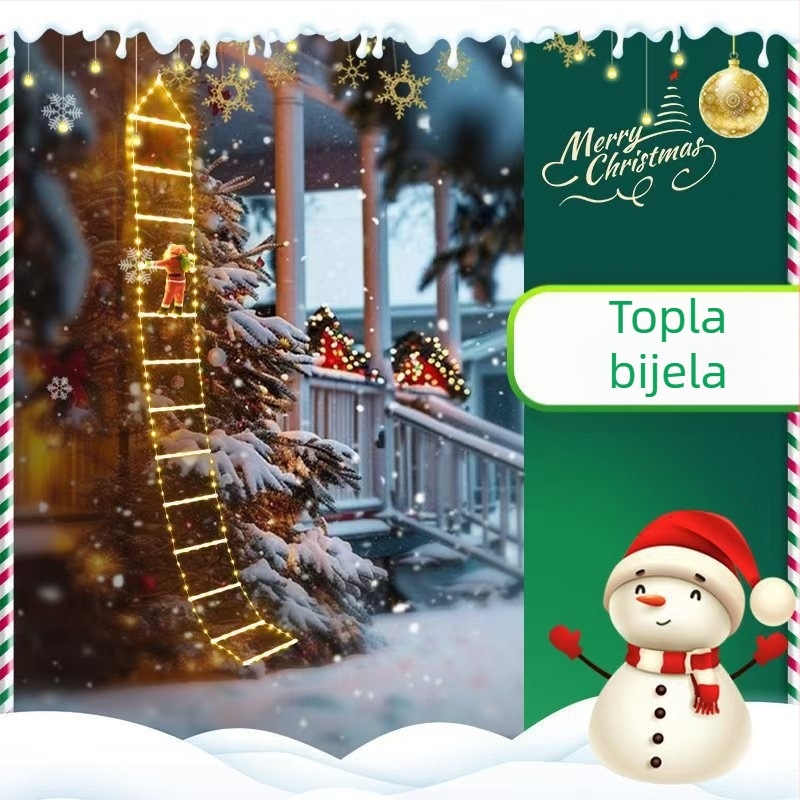 Božićne LED svjetla za ljestve, vanjska dekoracija, 300 LED, IP55, napajanje ≤36V, temperatura boje 300K, vijek trajanja 10 godina