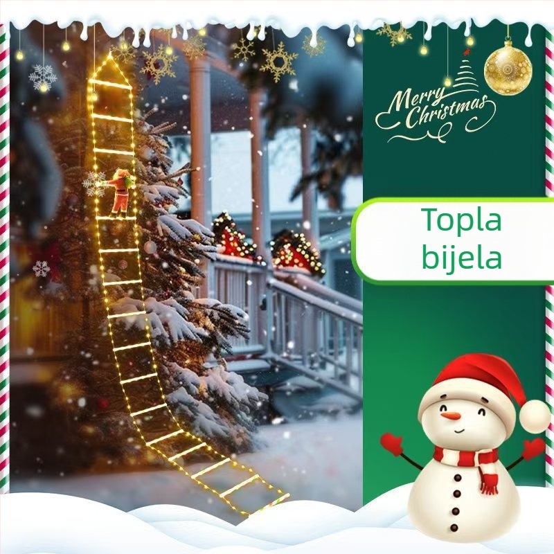 Božićne LED svjetla za ljestve, vanjska dekoracija, 300 LED, IP55, napajanje ≤36V, temperatura boje 300K, vijek trajanja 10 godina