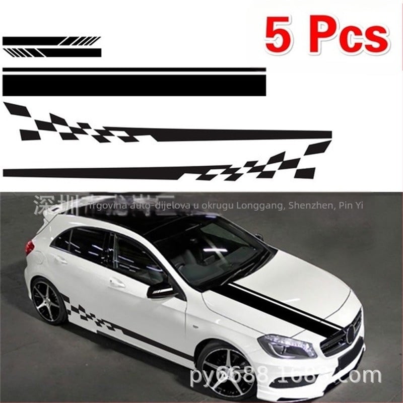 X-240 karoserijski auto naljepnica s kariranim uzorkom, 5-djelni set, snažno prianjanje