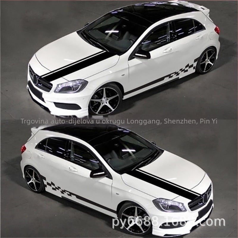 X-240 karoserijski auto naljepnica s kariranim uzorkom, 5-djelni set, snažno prianjanje