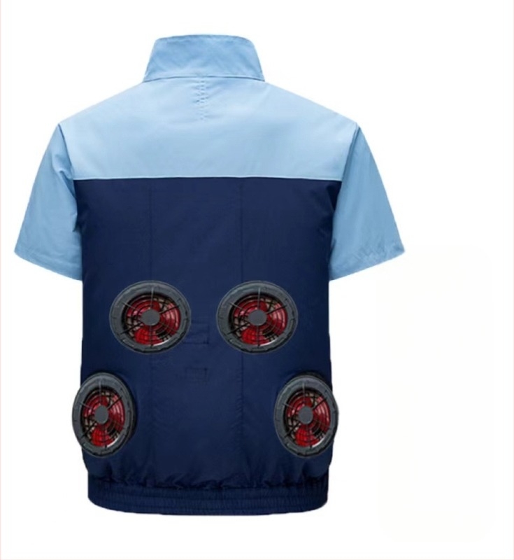 Muško zaštitno radno jakna s kratkim rukavima, hlađenje, poliester tkanina, ljeto, za tvornice