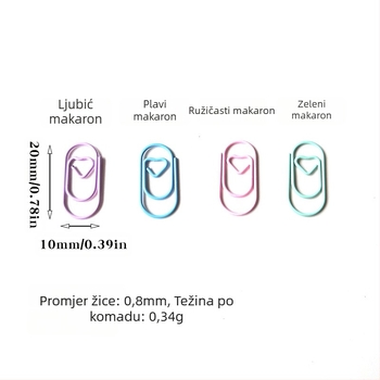 Mini srcolik metalni klips za papir, u kutiji, model Mini Love Paper Clip