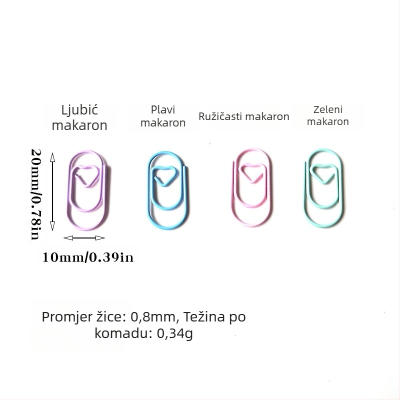 Mini srcolik metalni klips za papir, u kutiji, model Mini Love Paper Clip