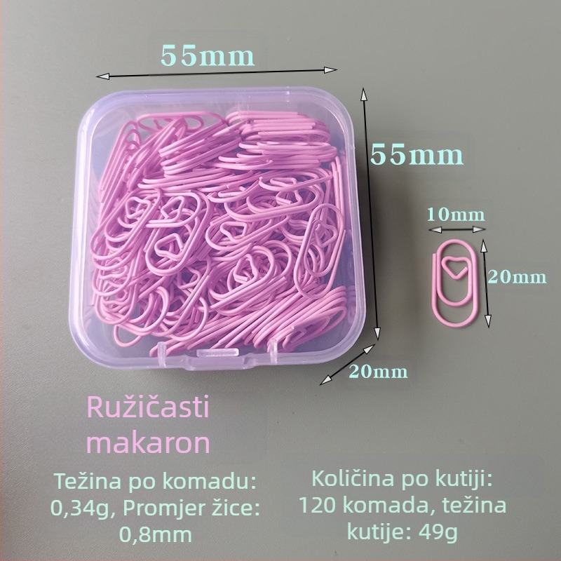 Mini srcolik metalni klips za papir, u kutiji, model Mini Love Paper Clip