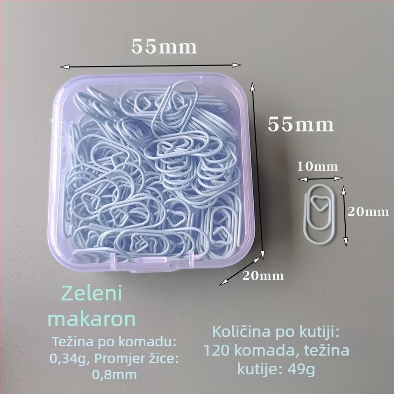 Mini srcolik metalni klips za papir, u kutiji, model Mini Love Paper Clip