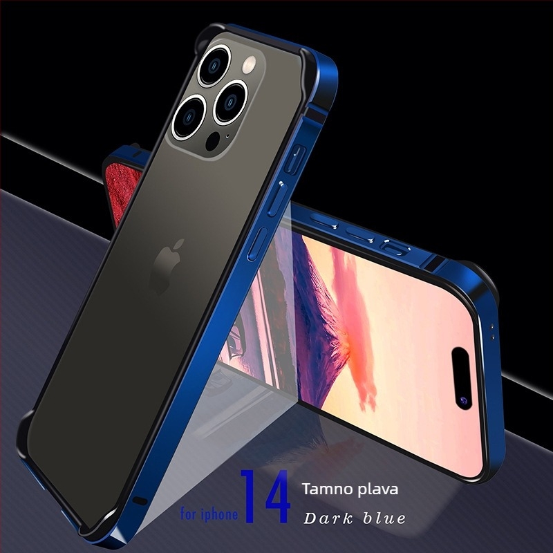 Tanko metalno kućište s metalnim okvirom za iPhone 14 i seriju iPhone 13 – zaštita od pada, aluminijski okvir od legure, oksidirani završetak, podrška prilagodbi