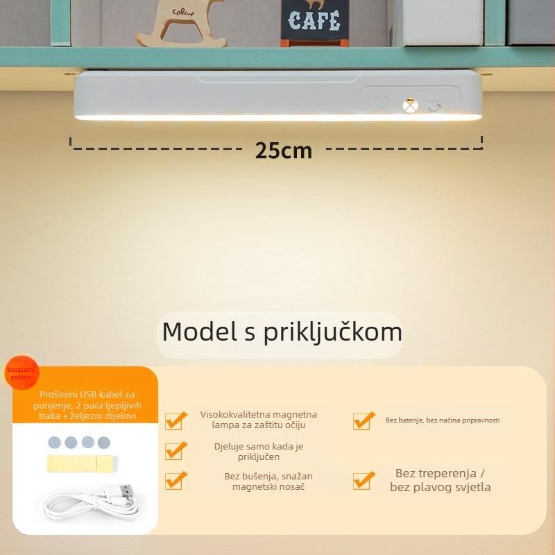 Studijska stolna lampa s zaštitom očiju, daljinsko upravljanje, tri boje temperature svjetla, ugrađena baterija, lampica za učenje