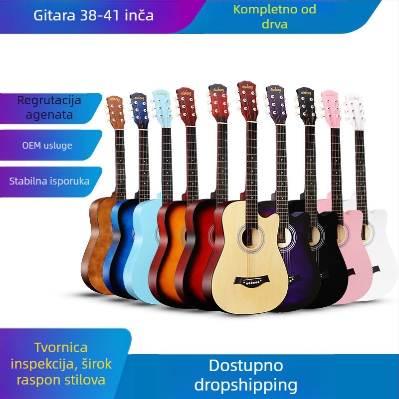 Ai Sheng folk gitara, tijelo Basswood, ABS fingerboard, model 38-41