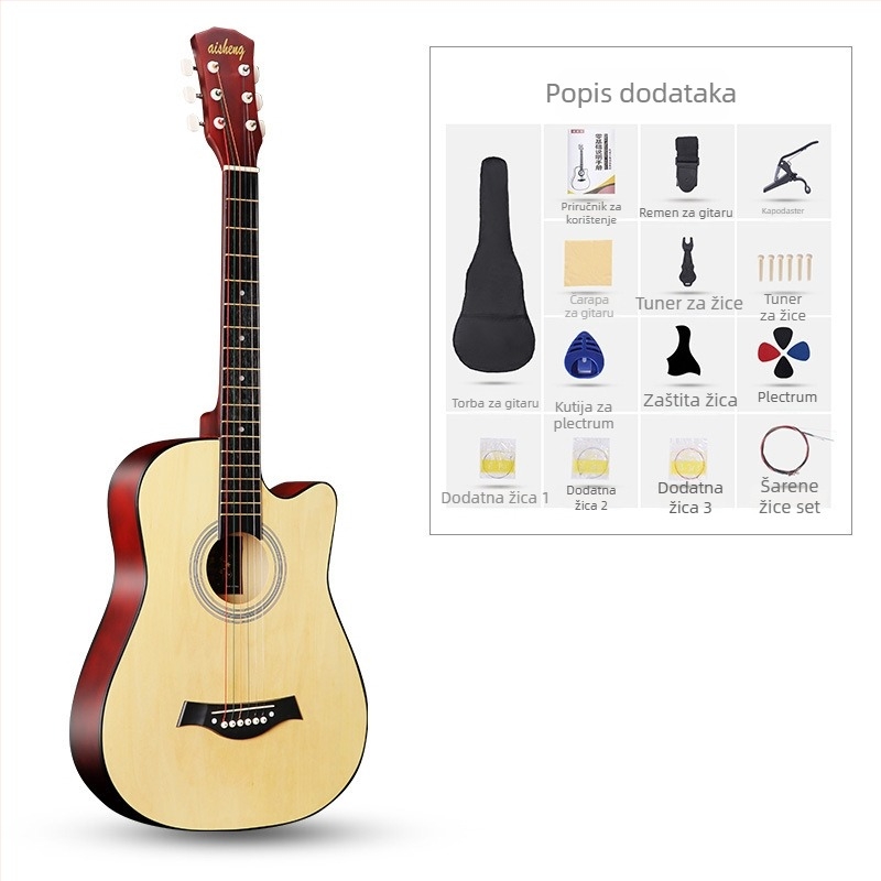 Ai Sheng folk gitara, tijelo Basswood, ABS fingerboard, model 38-41