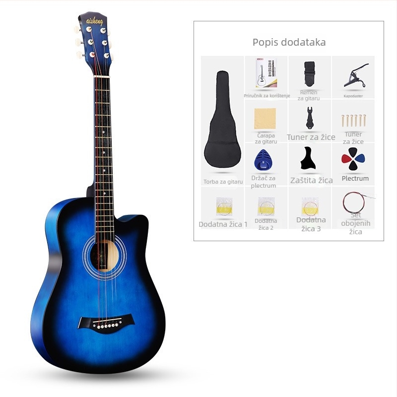 Ai Sheng folk gitara, tijelo Basswood, ABS fingerboard, model 38-41