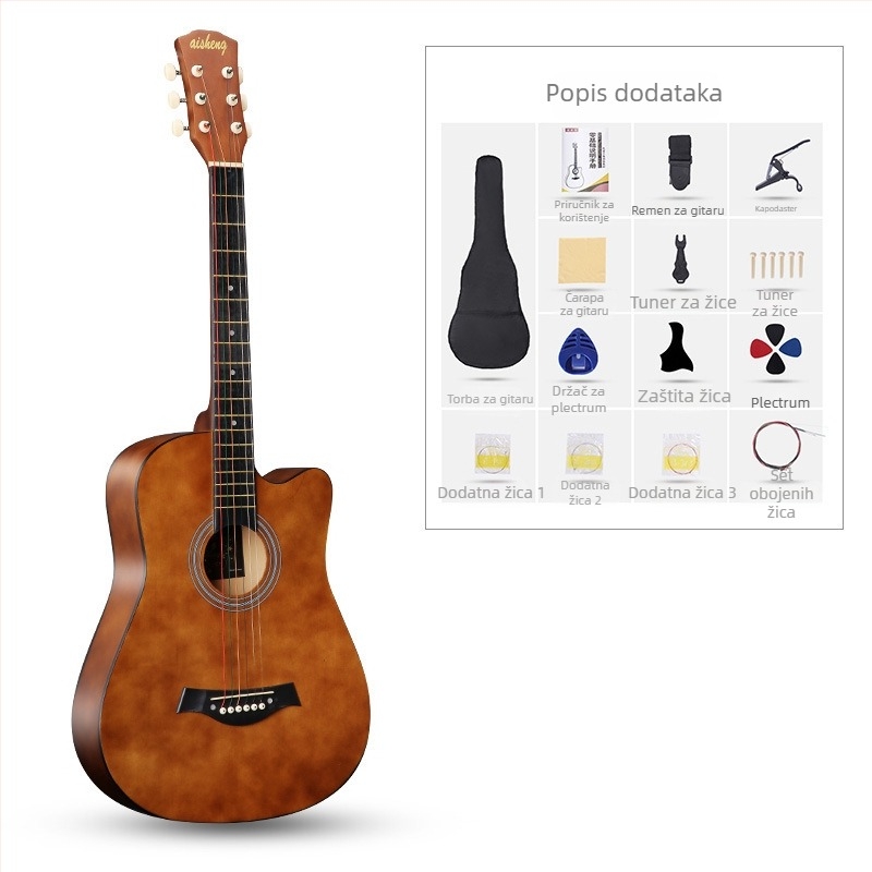 Ai Sheng folk gitara, tijelo Basswood, ABS fingerboard, model 38-41