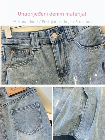 Ženska denim A-linijska suknja, srednje duljine, ljeto 2025, bez elastana