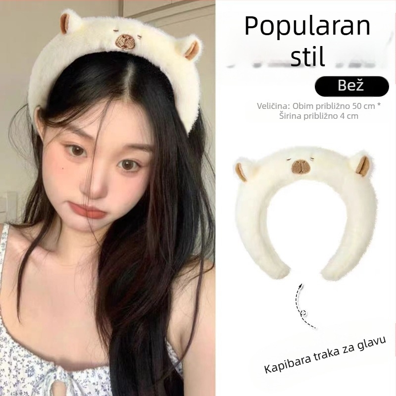 Traka za glavu s pliš kapibarom, crtani stil, ručna izrada, Shengluo brend, Yiwu podrijetlo, unisex