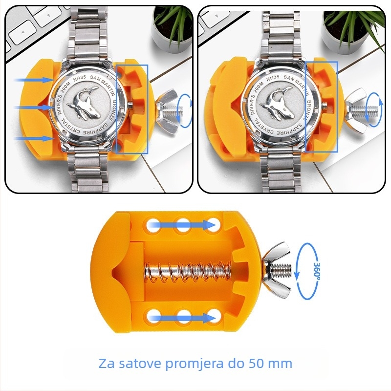 Set alata za popravak satova, 3-dijelni komplet, otvarač kućišta s utorima, zamjena baterije i održavanje