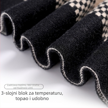 Muški kašmir šal s kariranim uzorkom, jednostavno pletenje, topao zimi