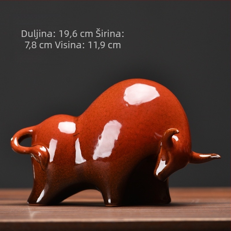 Keramička figura bika u kineskom stilu, monokromni emajlirani porcelin; kategorija: životinje; pakiranje: obično