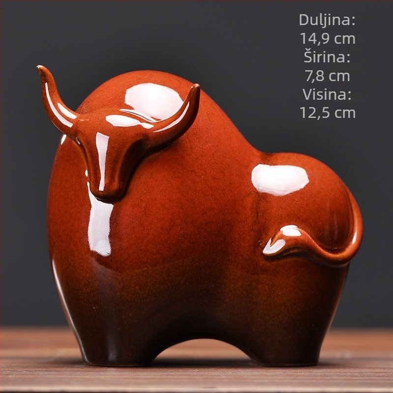 Keramička figura bika u kineskom stilu, monokromni emajlirani porcelin; kategorija: životinje; pakiranje: obično