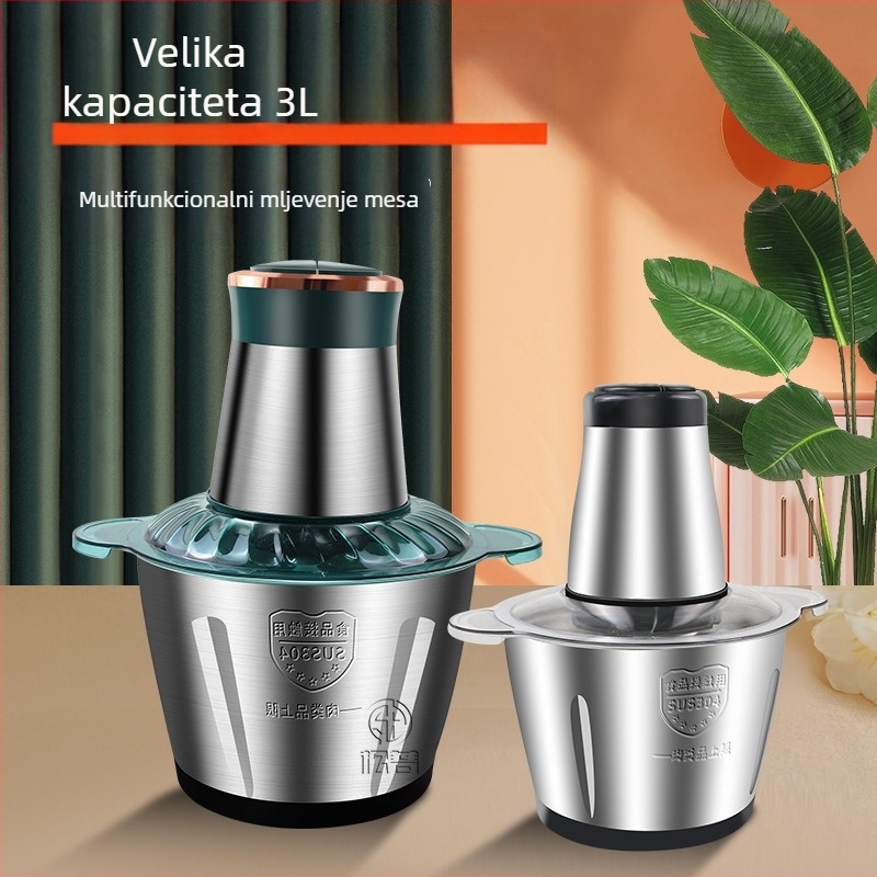 Kućna mlinica za meso i mikser | kapacitet 1–3 L; tijelo od nehrđajućeg čelika; 4 oštrice; maksimalna brzina 10 000 o/min; buka < 36 dB