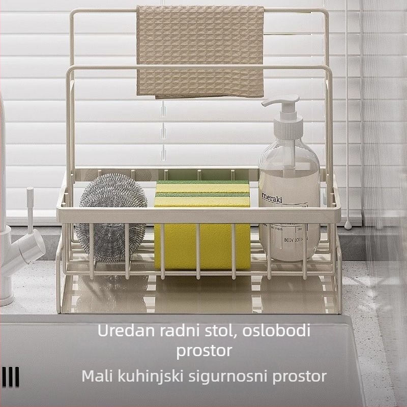 Kuhinjski držač za spužve i krpe, prijenosni, od karbonskog čelika, model L13-, podni stalak za pohranu.