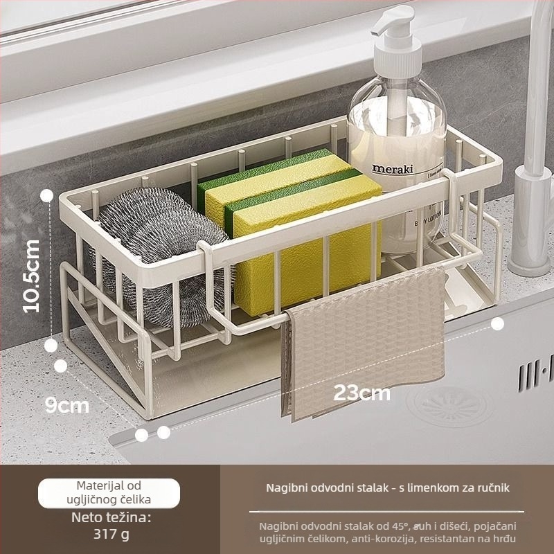 Kuhinjski držač za spužve i krpe, prijenosni, od karbonskog čelika, model L13-, podni stalak za pohranu.