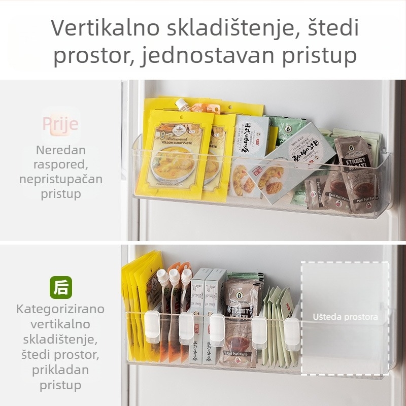Organizator za bočne vrata hladnjaka, jednostavan i moderan stil, plastični materijal, Lazy Corner, skladištenje.