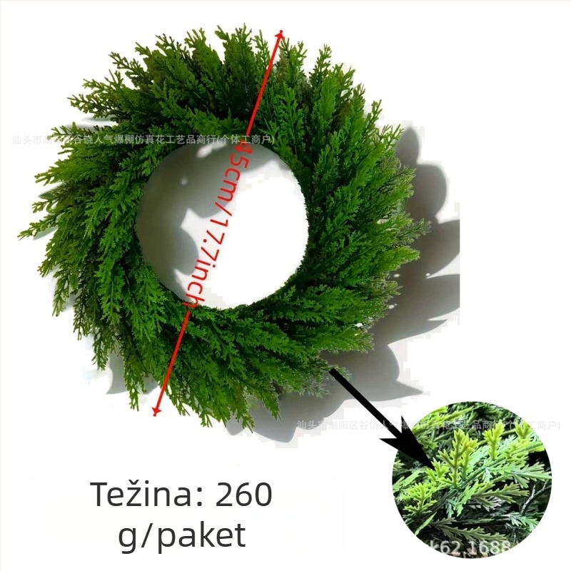 Umjetni božićni vijenac s borovim grančicama, plastika, američki stil, polu ručni, polu mehanički rad