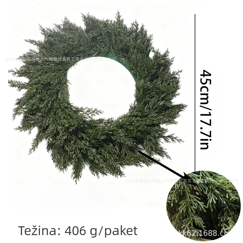 Umjetni božićni vijenac s borovim grančicama, plastika, američki stil, polu ručni, polu mehanički rad