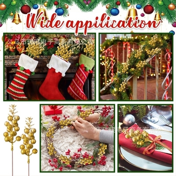 Set od 10 realističnih božićnih ukrasa s zlatnim prahom – viseće ukrase za drvce i kućnu dekoraciju, model WG425, materijali: pena, papir, drugo