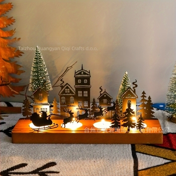 Držač svijeće od drveta s čvrstom drvenom bazom, dizajn božićnog drveta, moderni minimalistički stil za kućnu dekoraciju