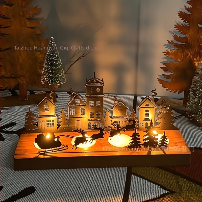 Držač svijeće od drveta s čvrstom drvenom bazom, dizajn božićnog drveta, moderni minimalistički stil za kućnu dekoraciju