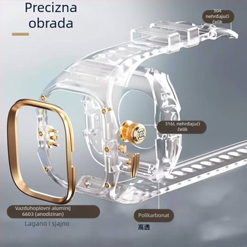 SHELLBOX Zaštitna futrola za Apple Watch Ultra – prozirni kristalni stil, zaštita od padova, kompatibilno s Ultra 1/2/3, Materijali: fluor guma, silikon, metal