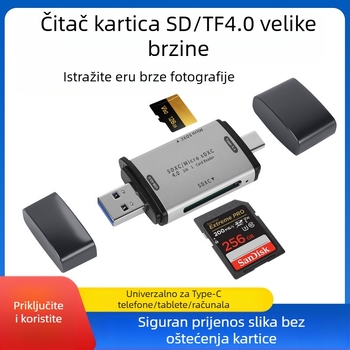 Hexing SD/TF/MicroSD 4.0 USB-C Dvojni čitač kartica