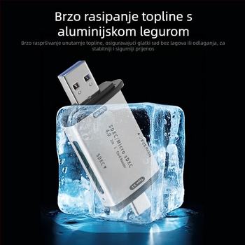Hexing SD/TF/MicroSD 4.0 USB-C Dvojni čitač kartica