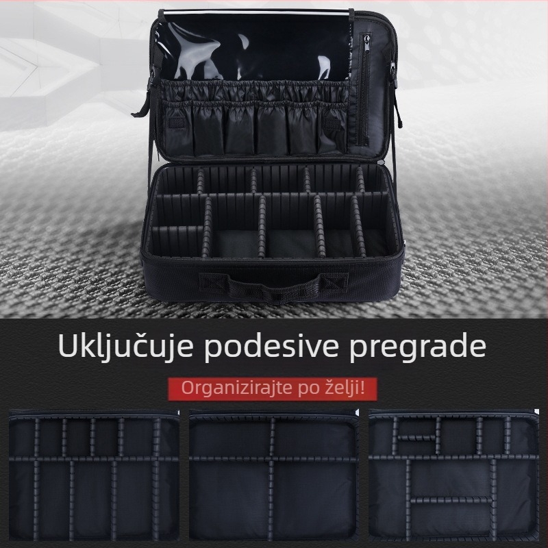 Torba za šminku od Oxford materijala, okomiti kvadratni oblik, džep sa zipom, otvaranje na zip, kapacitet 36–55 L