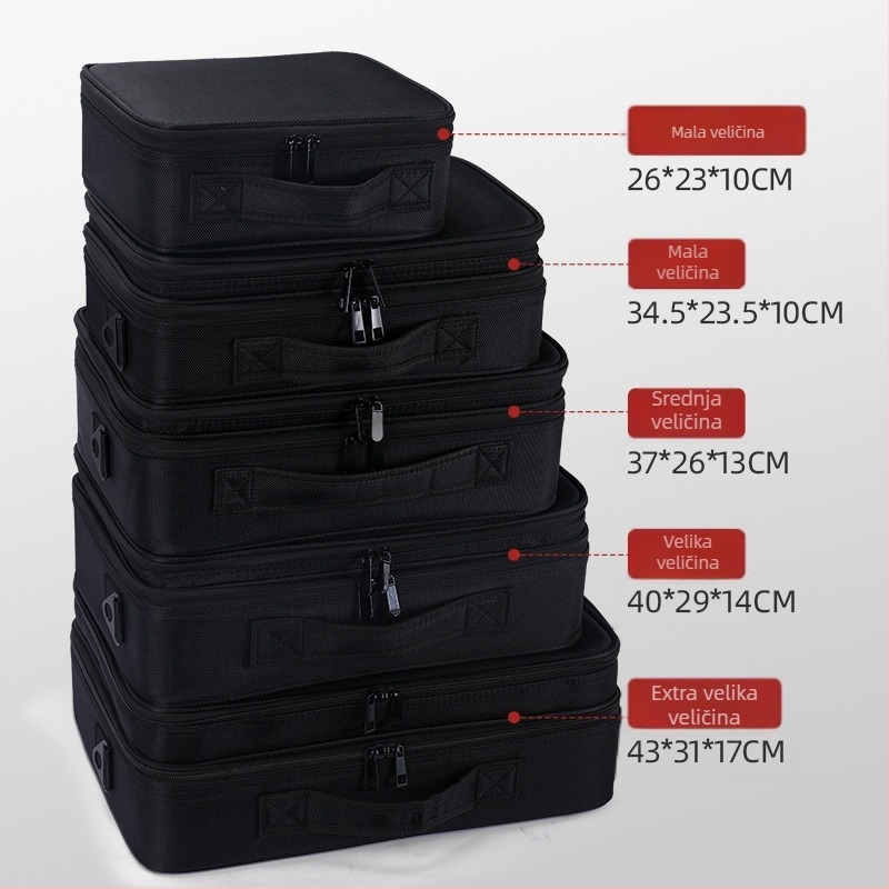 Torba za šminku od Oxford materijala, okomiti kvadratni oblik, džep sa zipom, otvaranje na zip, kapacitet 36–55 L