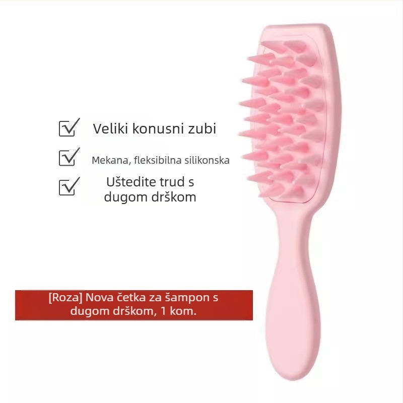 Šampon četka s dugim držalom – plastična masažna četka za vlasište, završna obrada Seiko, korejski stil
