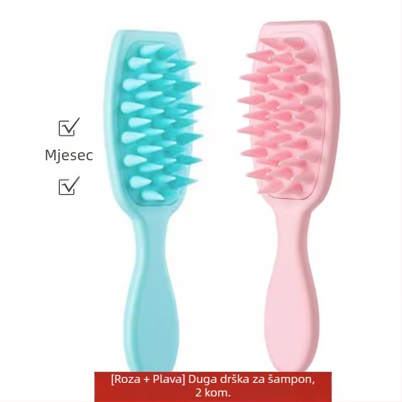 Šampon četka s dugim držalom – plastična masažna četka za vlasište, završna obrada Seiko, korejski stil