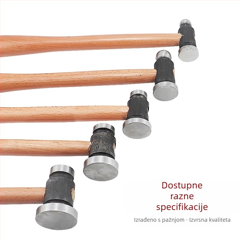 Drveni držač čekić s okruglom glavom, željezna ravna glava, ručno izrađeni alat za preradu metala (zlato i srebro)