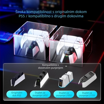 Kutija za zaštitu prašine PS5 kontrolera – prozirno akrilno kućište PS5 kontrolera (Model L1172, Težina 367 g, Materijal: akril)