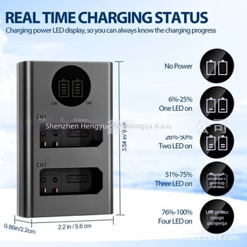 Punjač baterija za kameru – MH-24 dvostruki punjač za Nikon EN-EL14, kompatibilan s D5100, D3400, D5300, D5500, D5600; litij-ionska baterija; USB-C kabel uključen