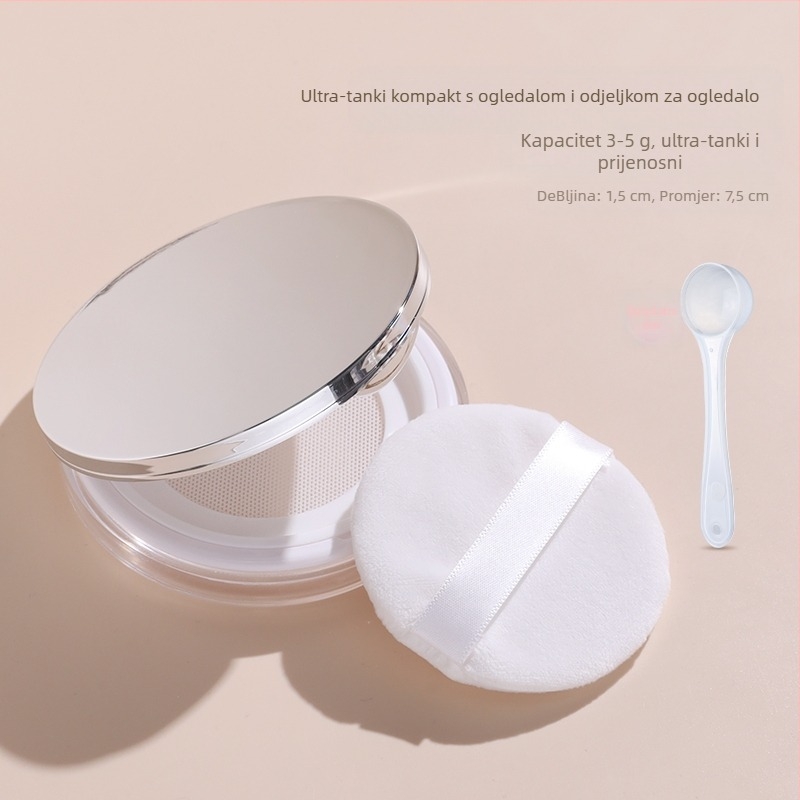 Kompaktna kutija za prašak papra, prijenosna, vodonepropusna, s elastnom mrežom i velikim kapacitetom.